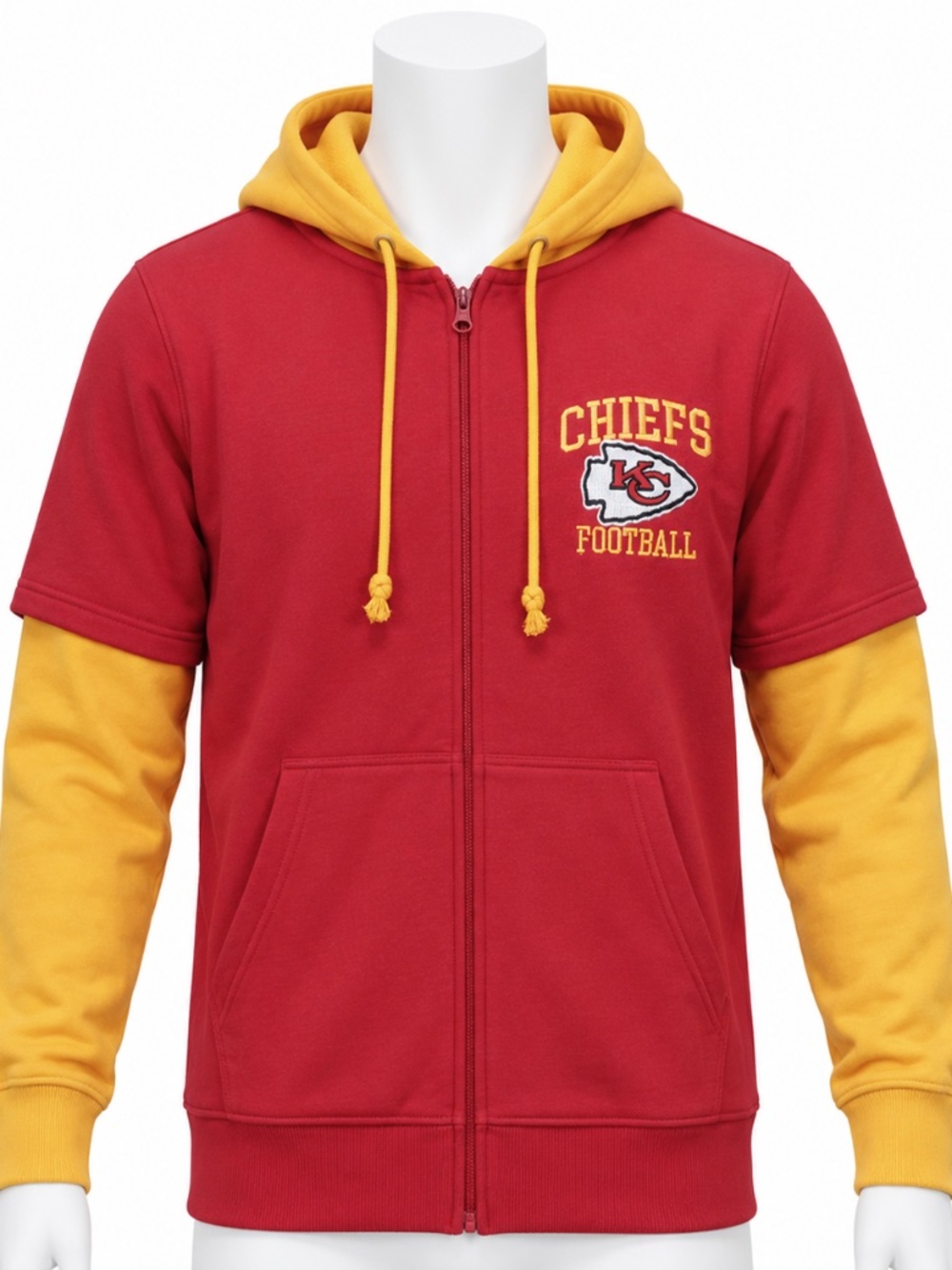 FOCO Kansas City Chiefs Zip-Up Hoodie - NWT Mens Small Red / Gold - #50035-P4